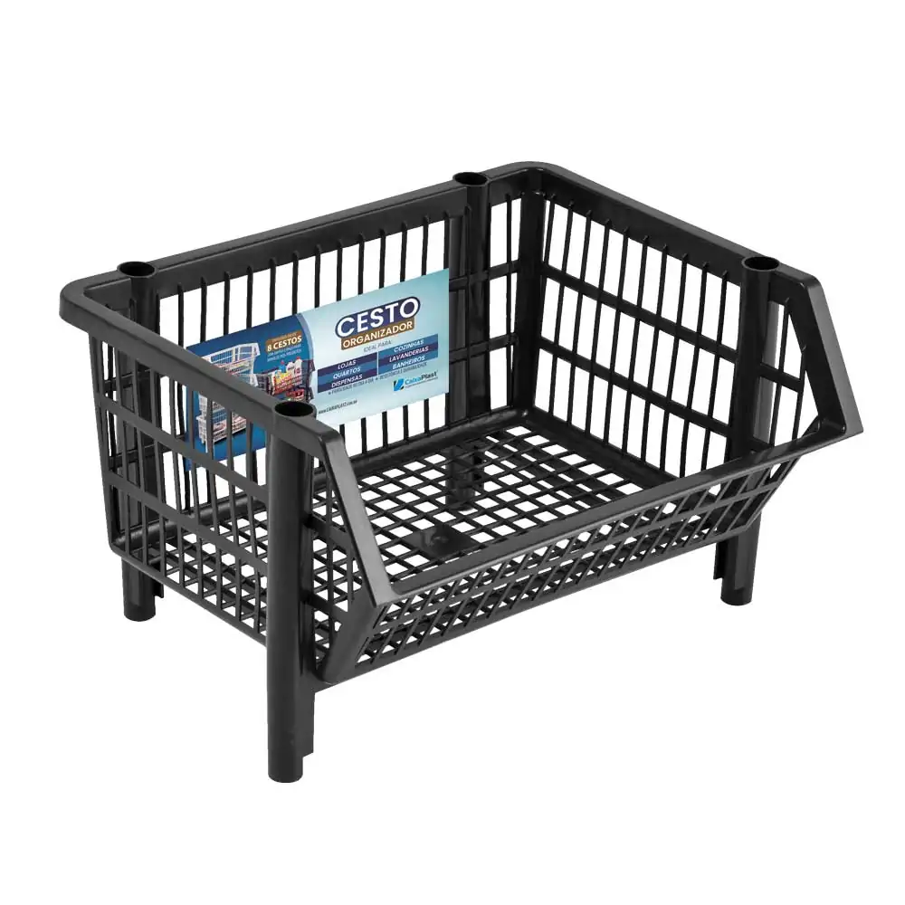 Cesta Organizadora Apilable Pequeña 30 Litros Color Negro - CaixaPlast